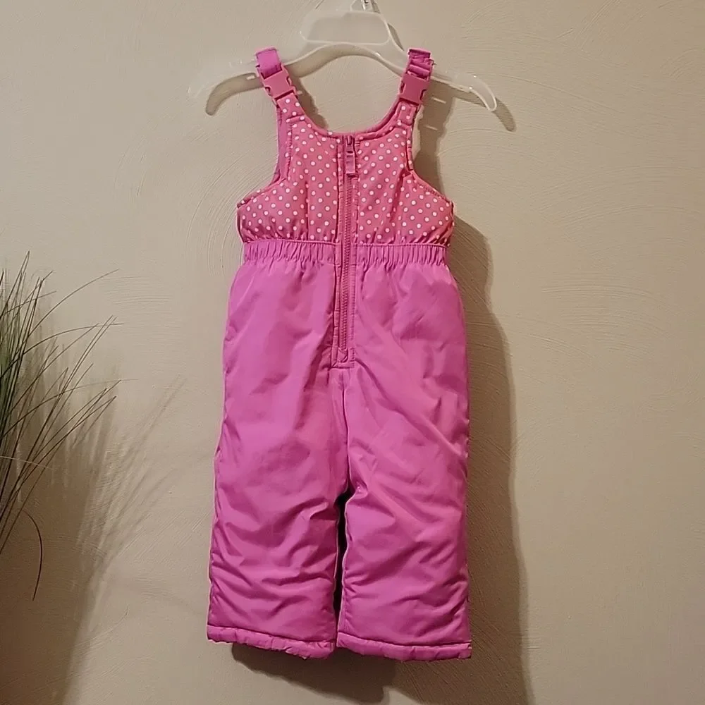 OSHKOSH B'GOSH OKBG PINK SKI BIBS SNOW PANTS, SIZE 24 MONTHS